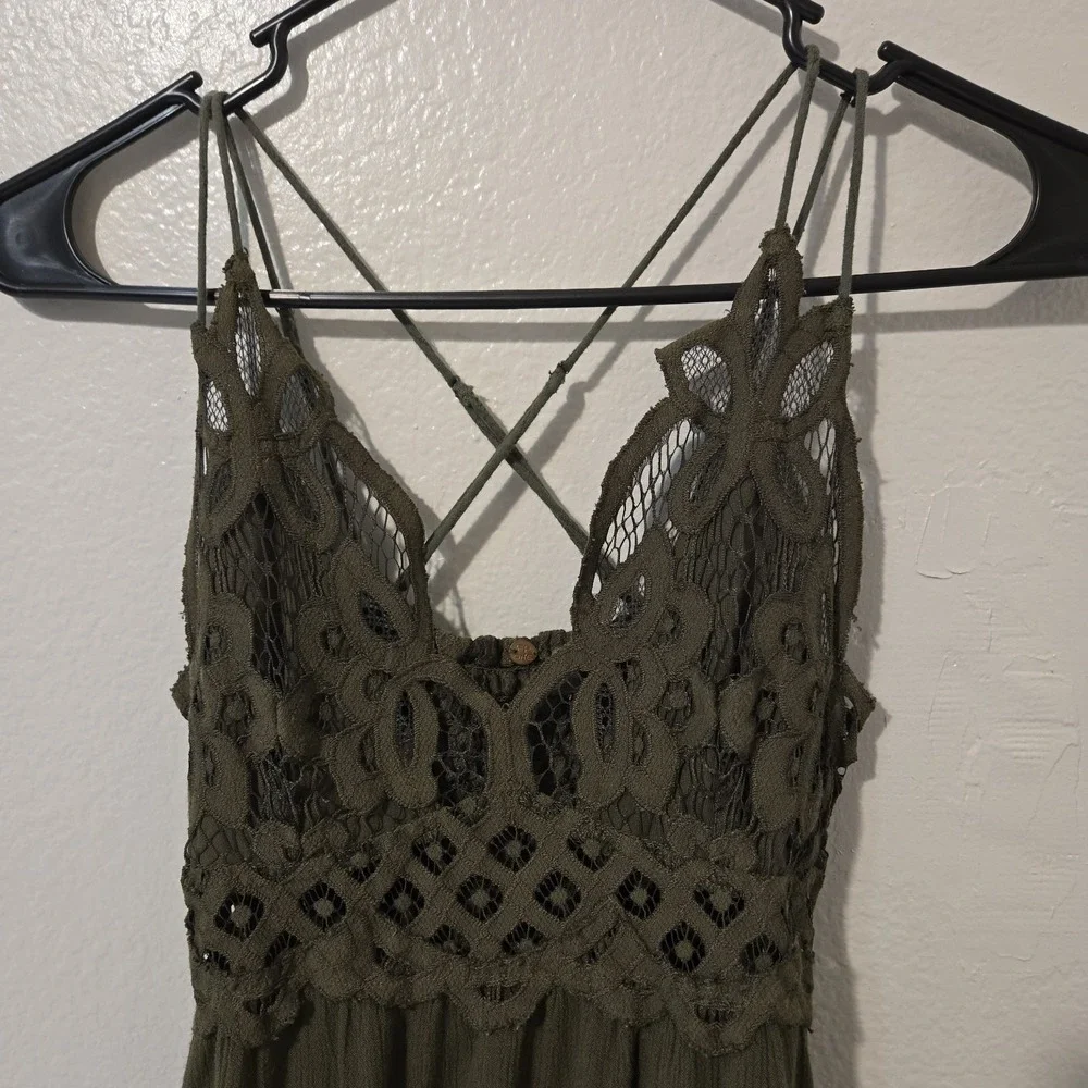 Free People Adella Slip Dress Crochet Lace Bodice Adjustable Straps Size Small - Picture 2 of 7